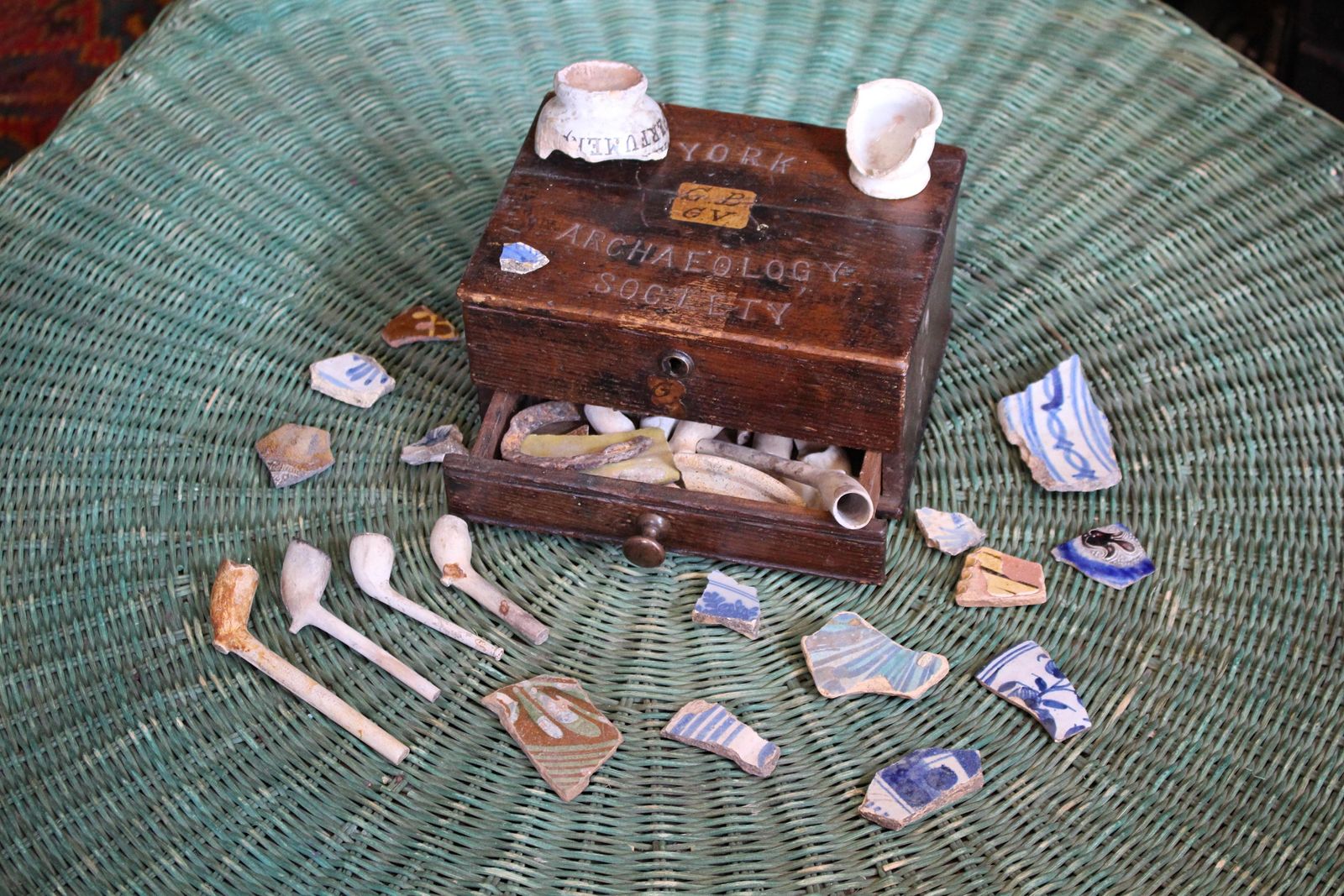 19th Century York Archaeology Society Musuem Oak Collectors Box photo for sale
