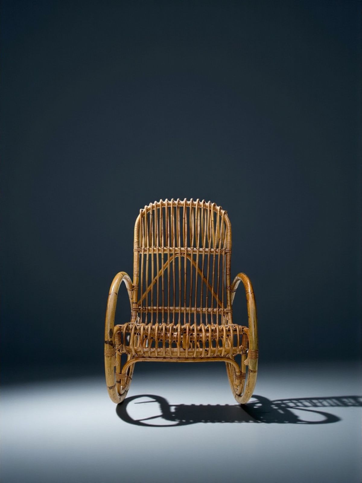 Franco Albini Bent Bamboo And Rattan Rocking Chair, Italy 1950's photo 700.0