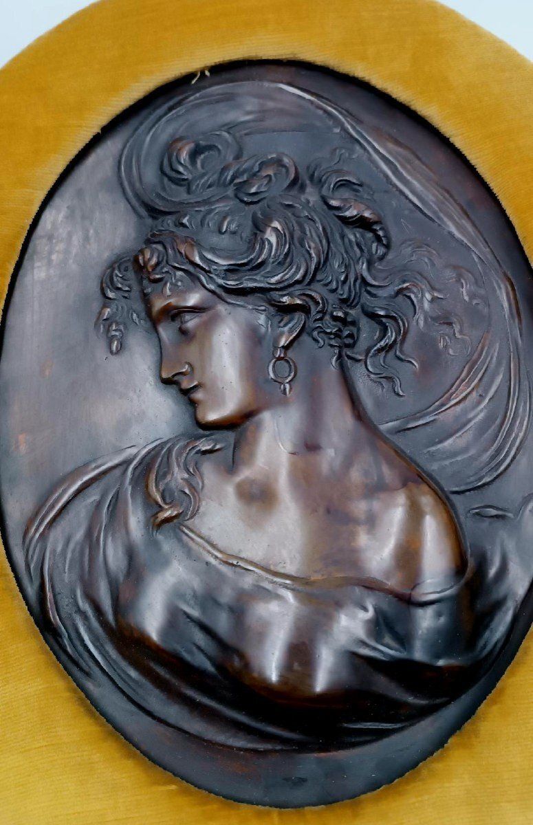 Pair Of Art Nouveau Bronze Reliefs Of Female Faces photo 260.0