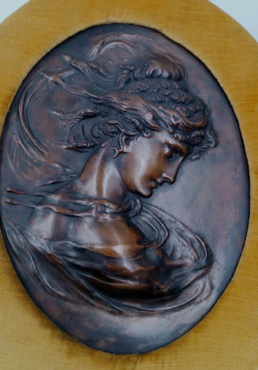 Pair Of Art Nouveau Bronze Reliefs Of Female Faces photo buy