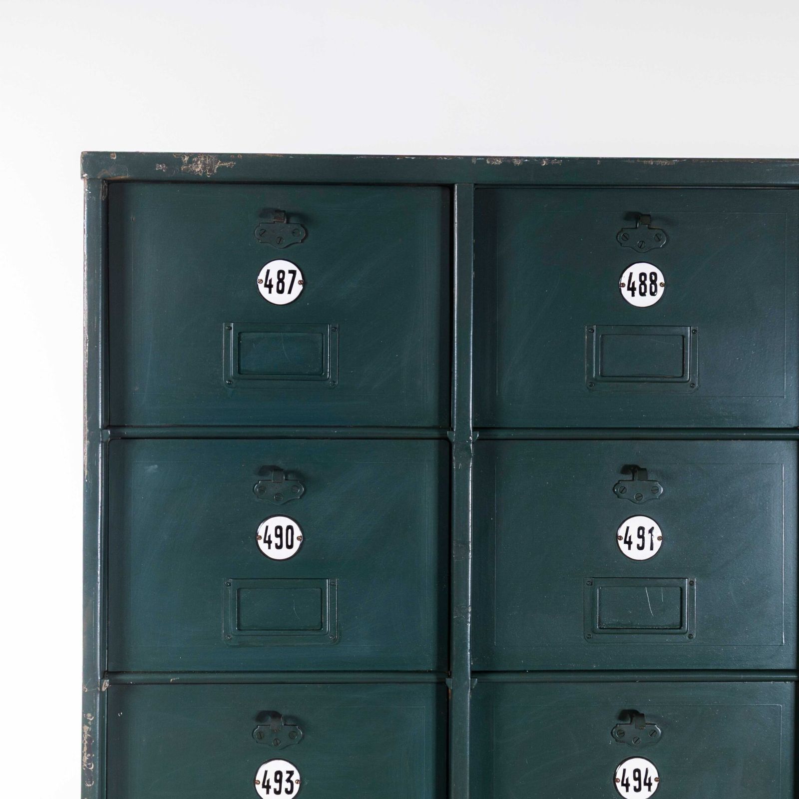 1920’s French Industrial Metal Cabinet Dark Green – Twenty Seven Klappets photo furniture