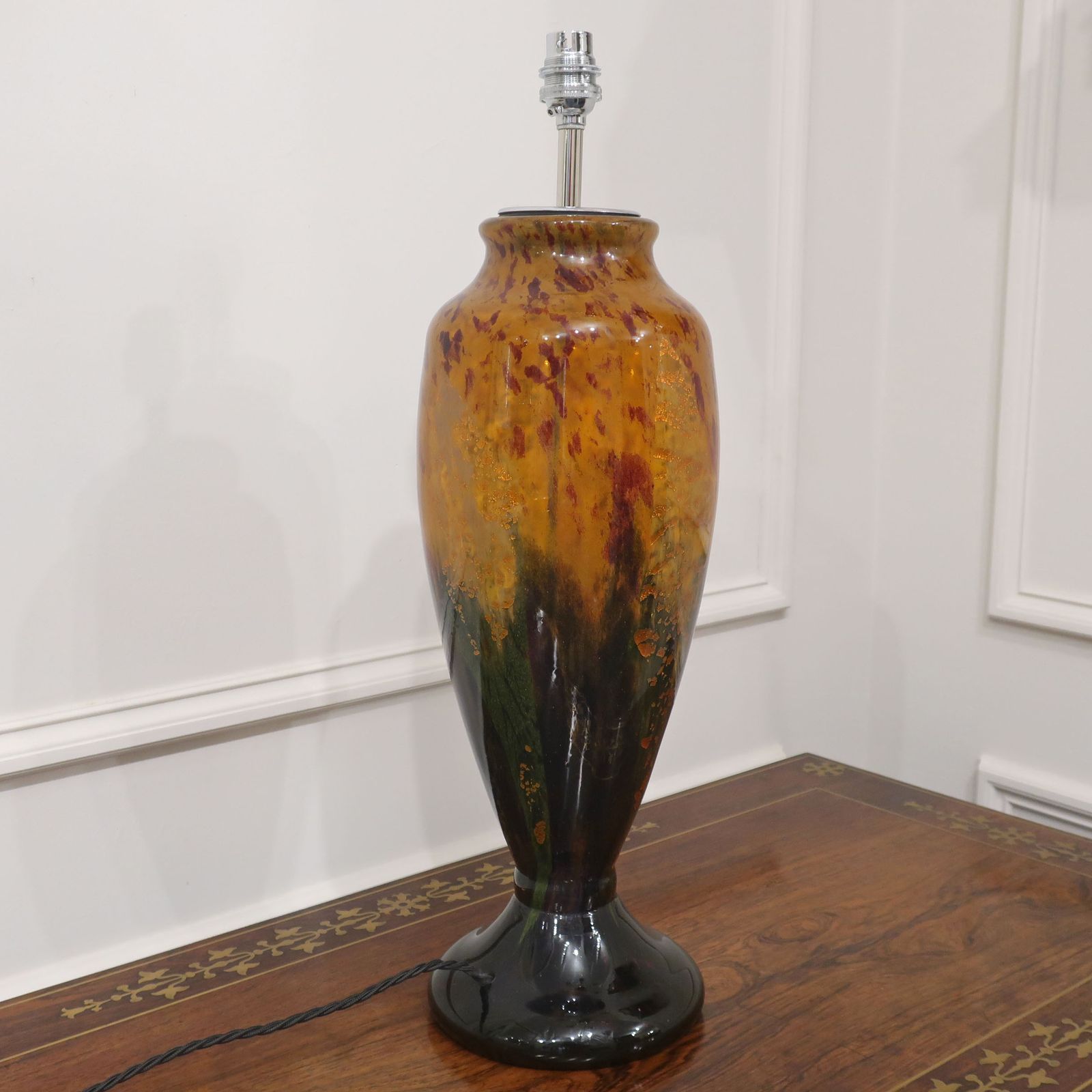 Art Deco Mottled Glass Table Lamp In The Style Of Charles Schneider photo vintage
