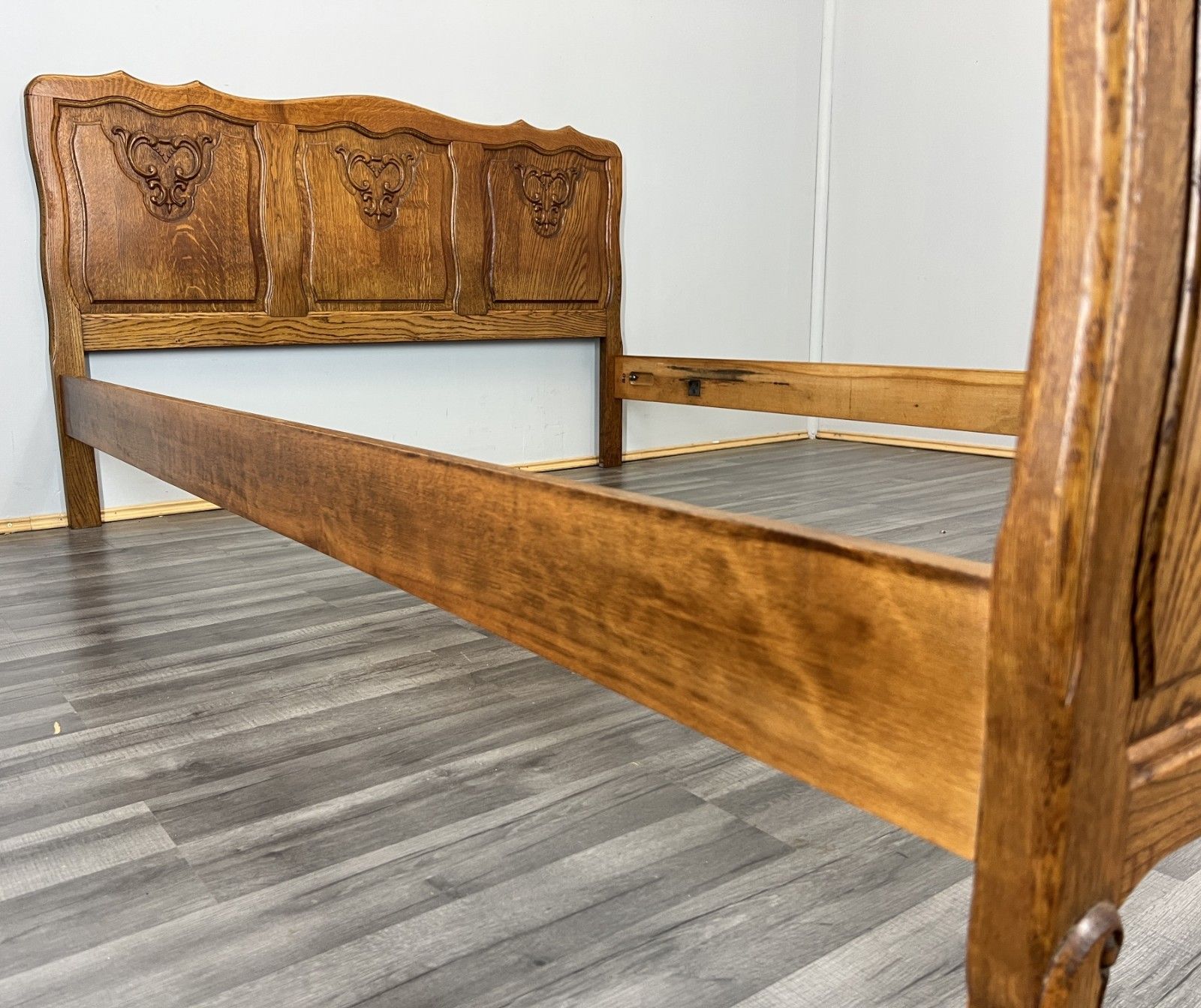 Bed Frame Vintage French Louis XVI Style Oak Double Carved Panel Lot 4089 photo buy