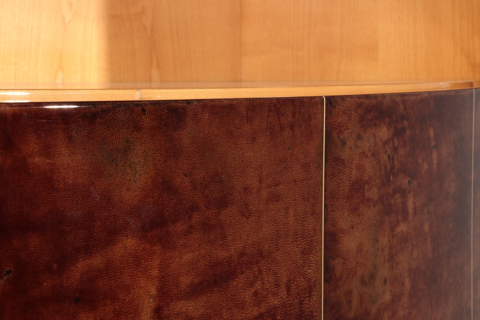 Iconic Aldo Tura Brown Goatskin Bar Cabinet photo vinterior