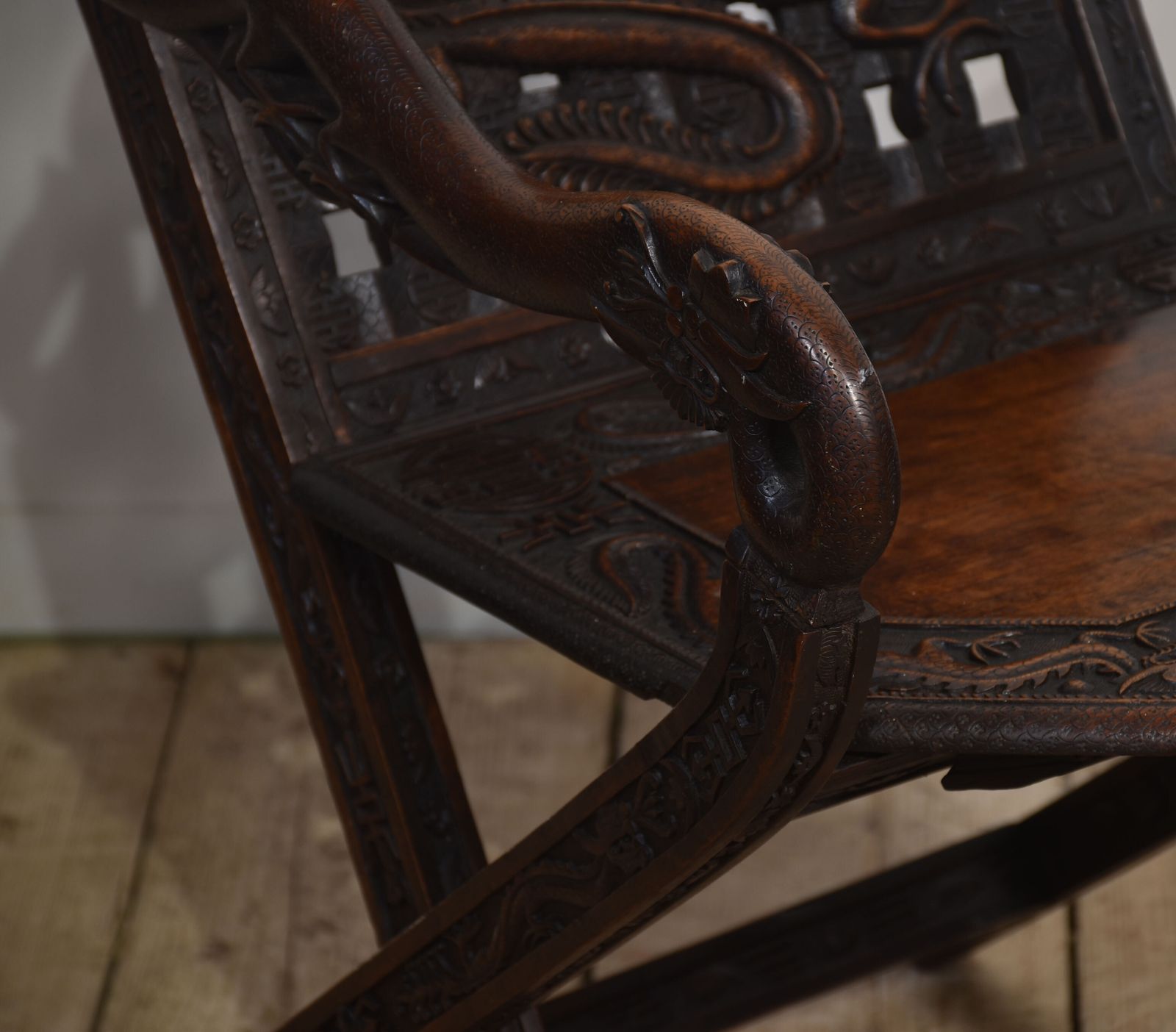 Pair Of 19th Century Chinese Folding Armchairs photo vintage