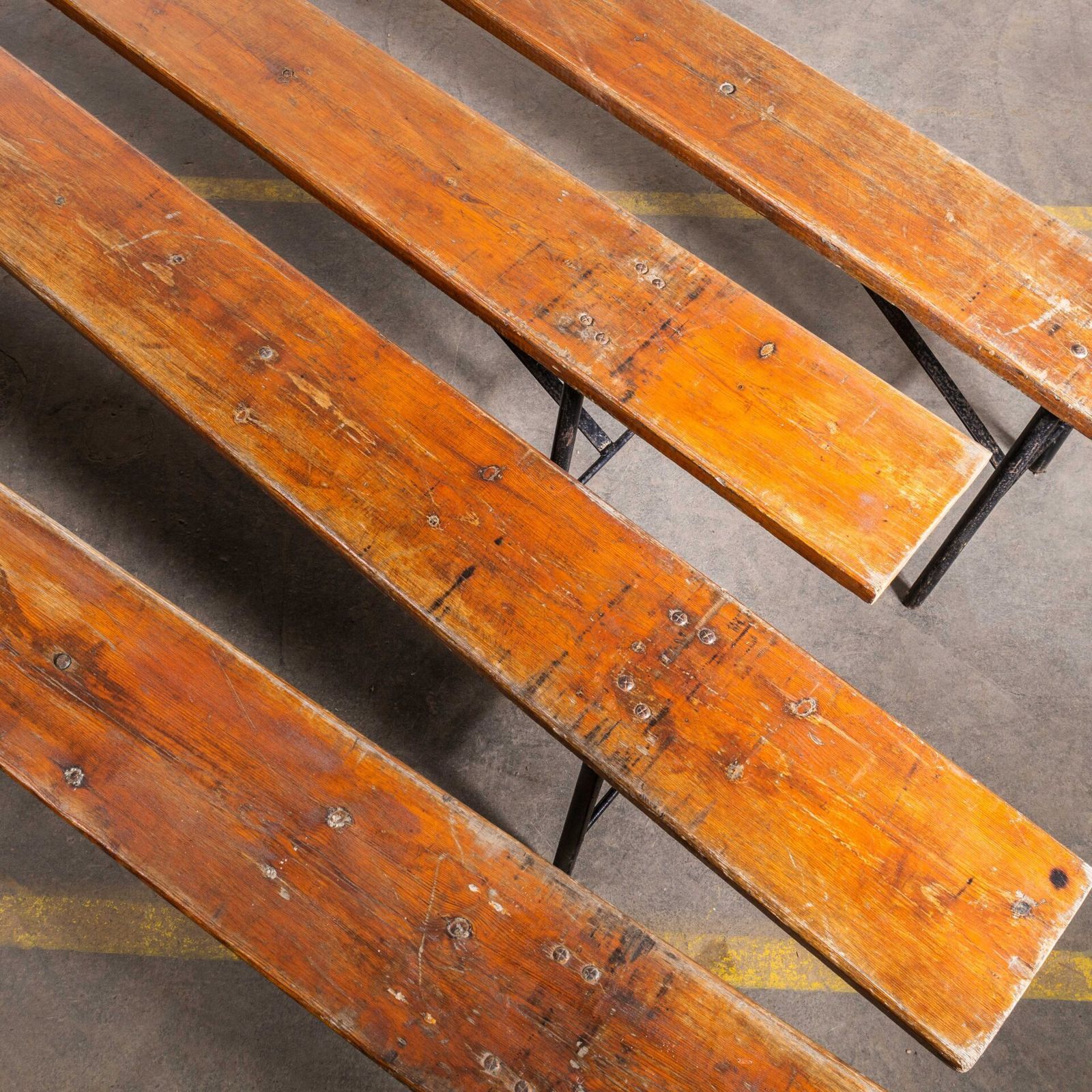 photo for sale 1950’s French Gymnasium Pitch Pine Benches