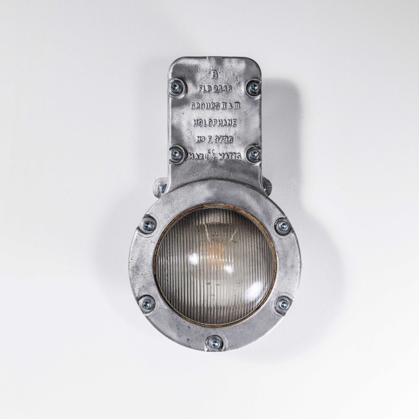 1950’s Holophane Large Cast Bulkhead Lamp photo vintage