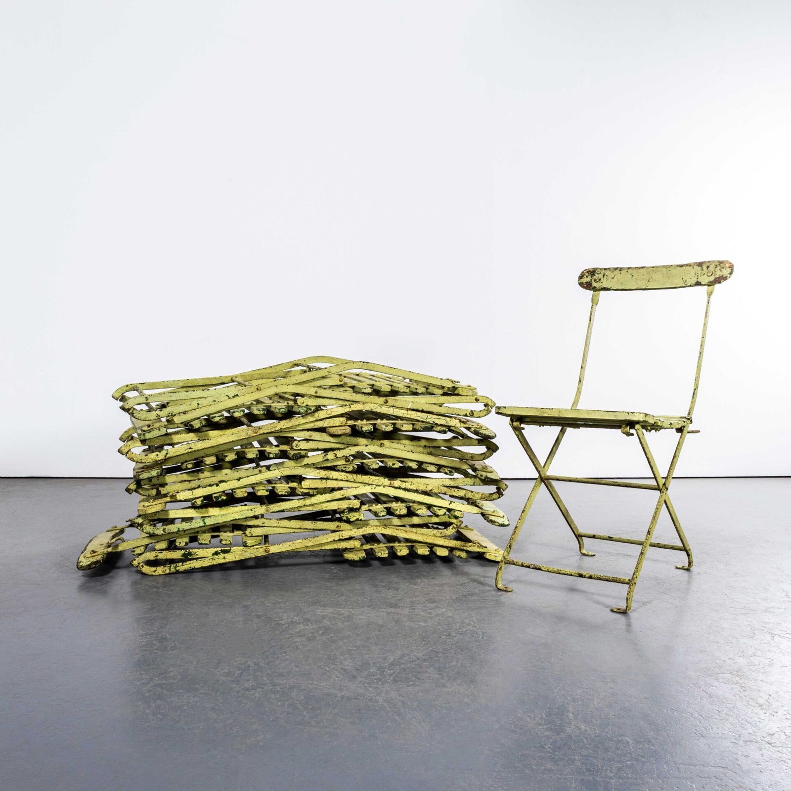 1950’s Original English Pavilion Faded Green Folding Chairs