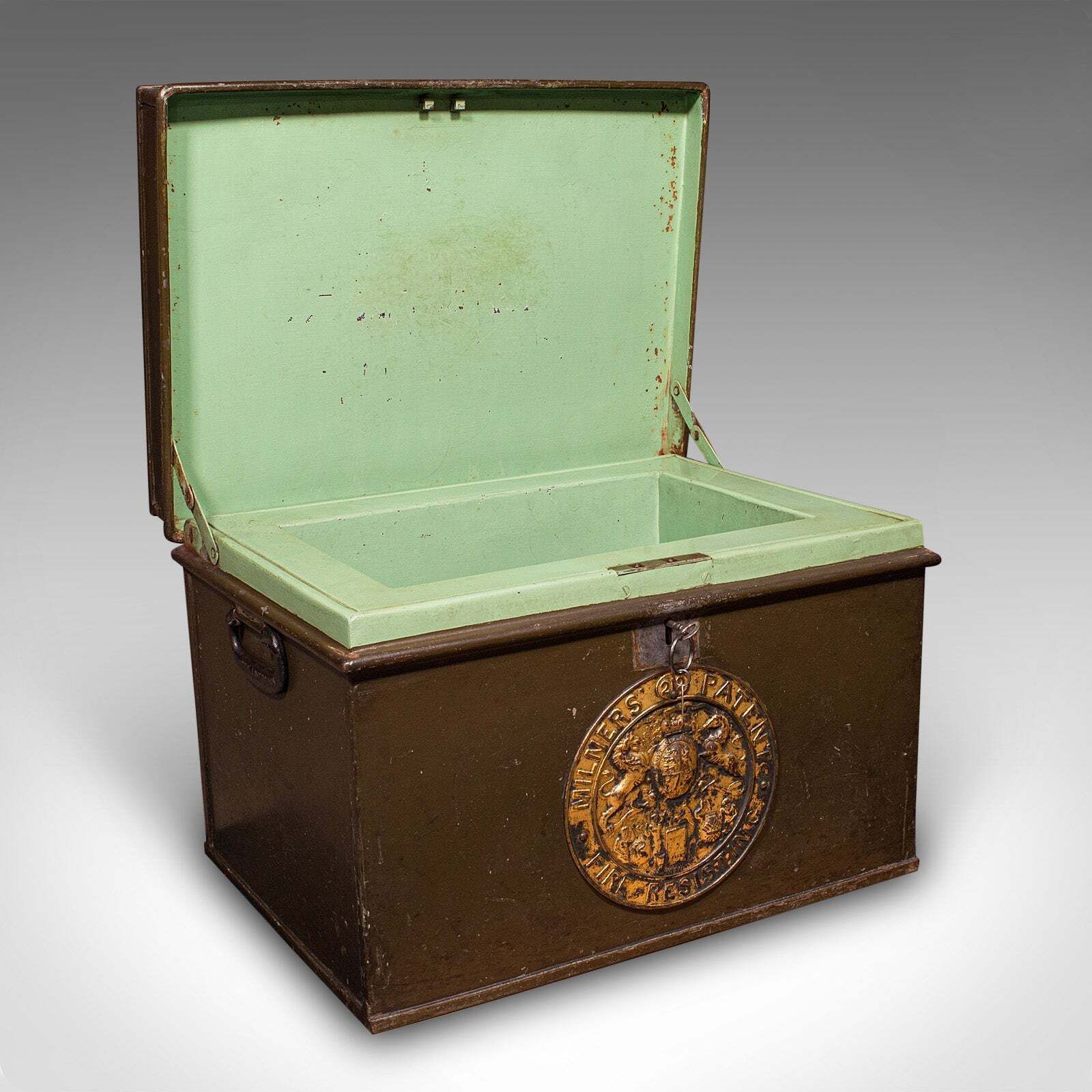 Antique Patent Safe, English Cast Iron Lock Box, Milners Of Liverpool, Victorian