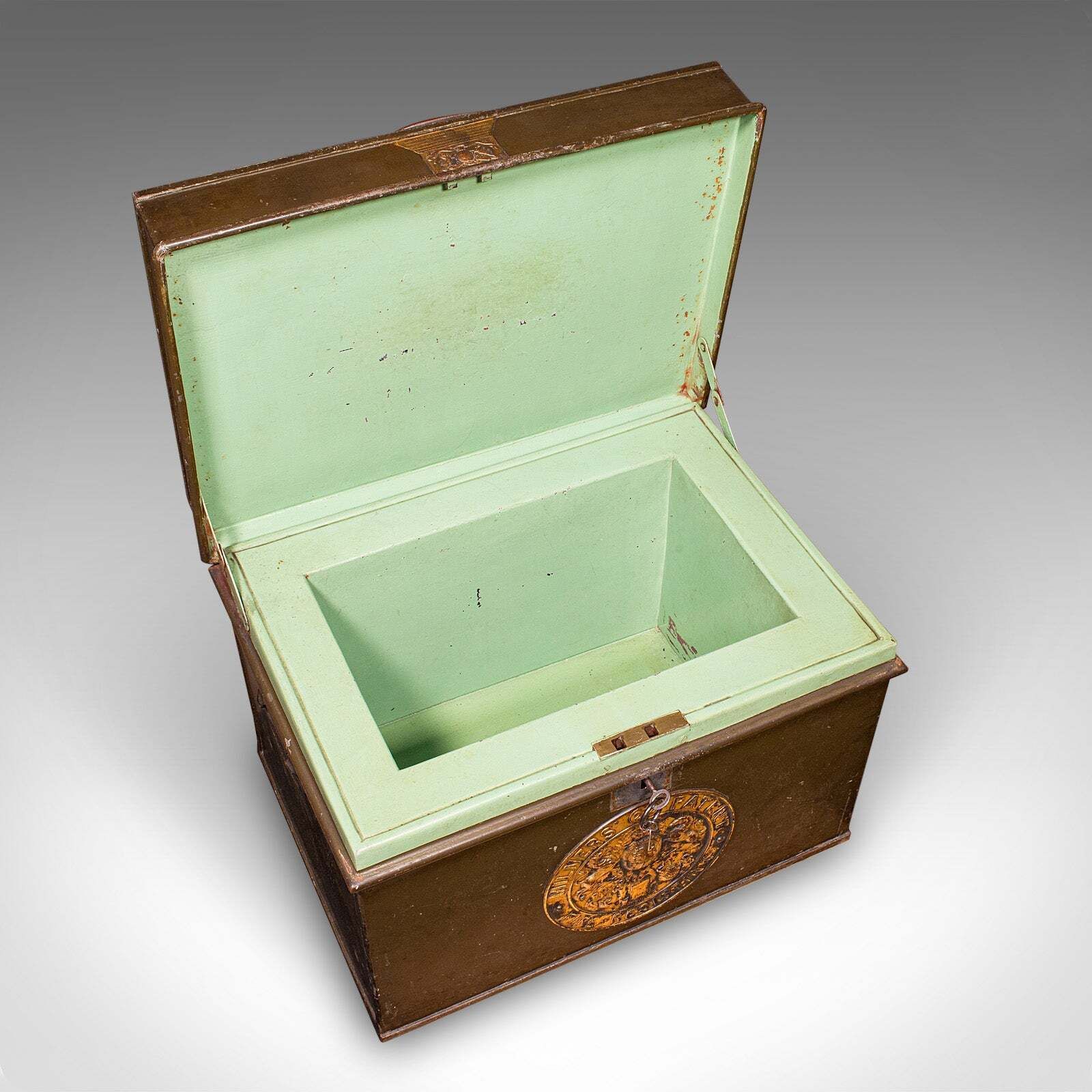 Antique Patent Safe, English Cast Iron Lock Box, Milners Of Liverpool, Victorian photo vintage