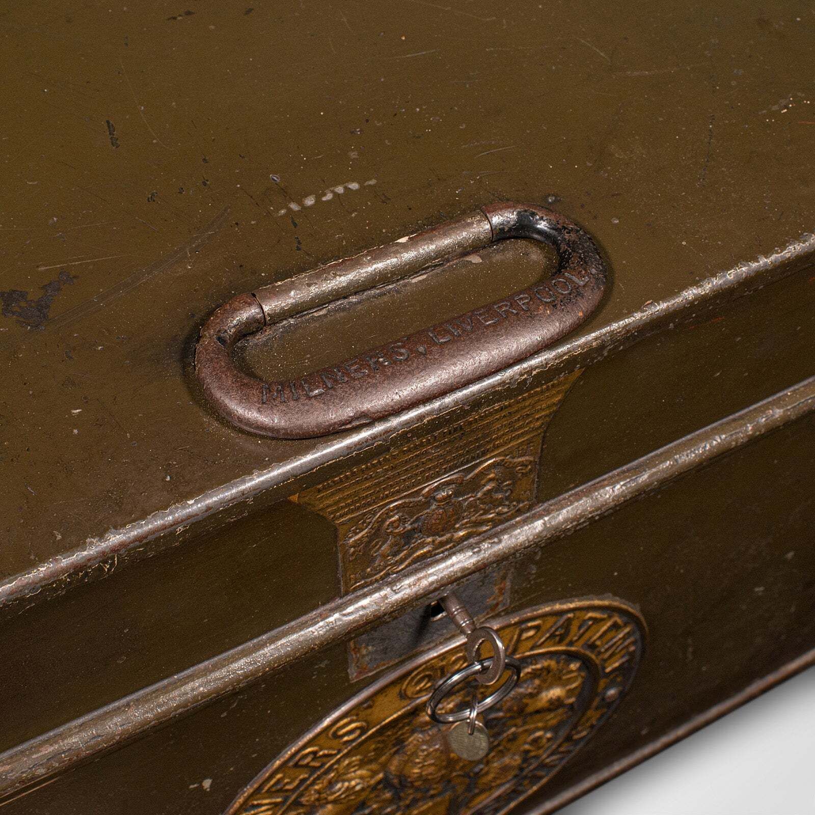 photo furniture Antique Patent Safe, English Cast Iron Lock Box, Milners Of Liverpool, Victorian