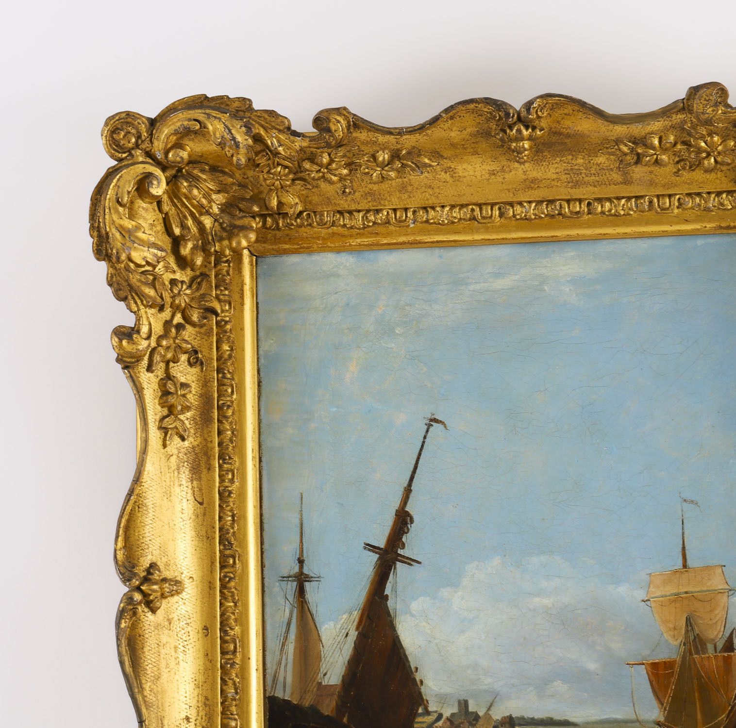 Antique Pair Of Coastal Scene Maritime Oil Paintings  19th Century photo vintage