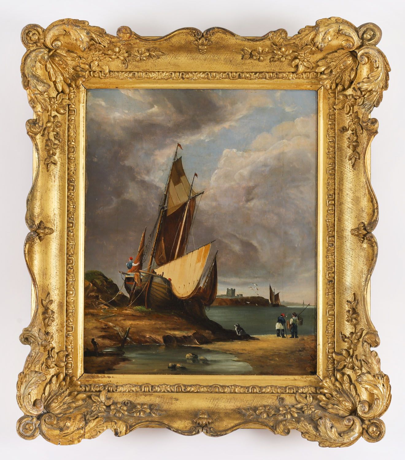 photo furniture Antique Pair Of Coastal Scene Maritime Oil Paintings  19th Century