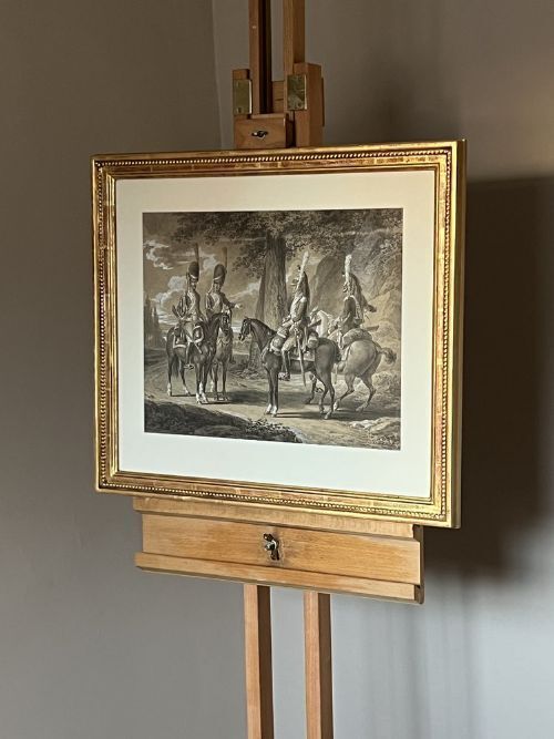 photo for sale Vincenz Georg Kininger  (1767 1851)   Ink On Paper Drawing Of Four French Cavalrymen C.1810