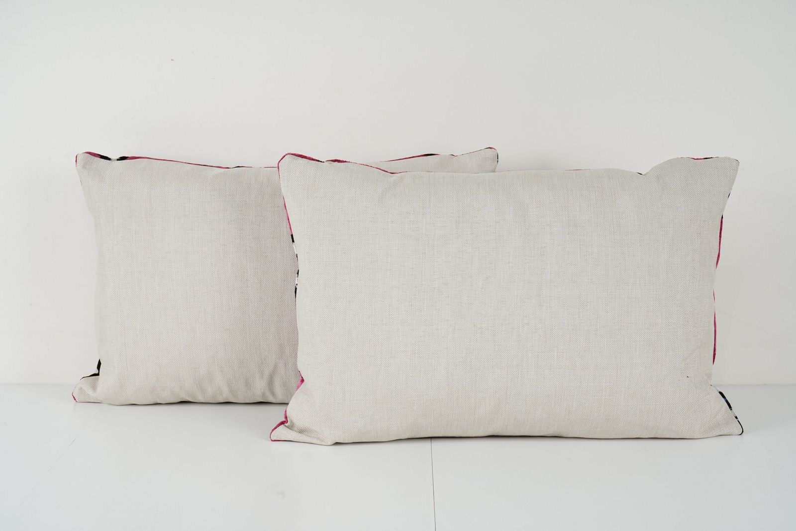 Pink Ikat Velvet Pillow Cover Set Of 2, Nazar Eye Pattern Bohemian Cushion Covers, Accent Throw Pillows For Sofa & Bedroom photo Textiles