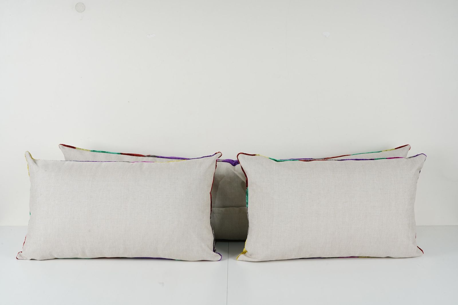 Silk Ikat Velvet Pillow Case, Set Of Three Colourful Extraordinary Design Velvet Bench Cushion photo for sale