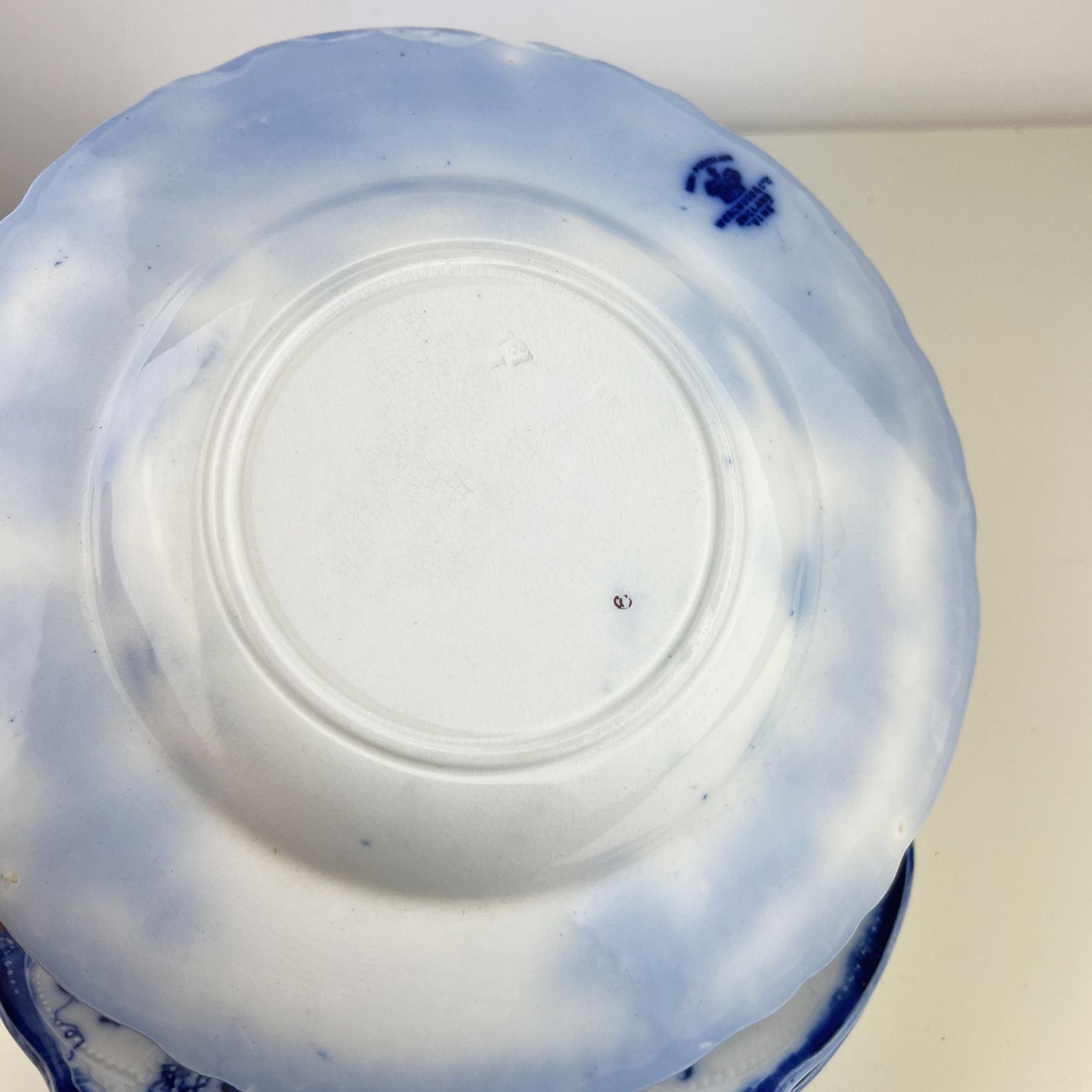 Set Of 4 Antique 19th Century Wedgwood Flow Blue Soup Plates photo buy