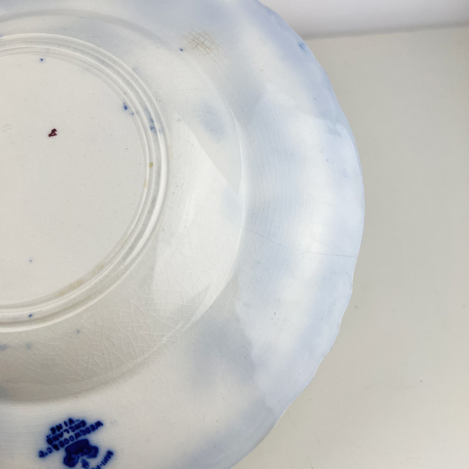Set Of 4 Antique 19th Century Wedgwood Flow Blue Soup Plates photo vintage