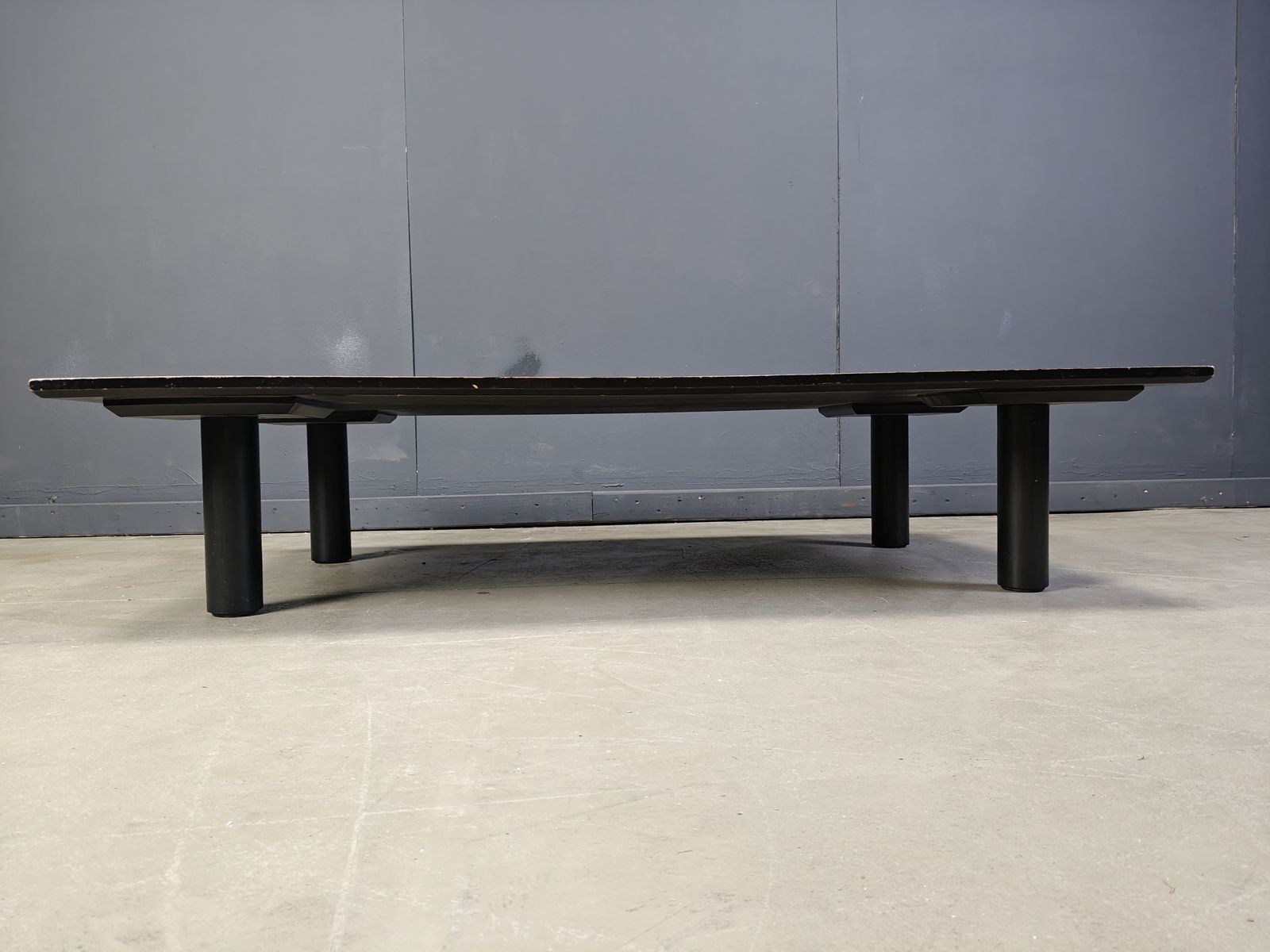 Xl Belgian Coffee Table In Ebonized Wenge And Bamboo Attributed To Axel Vervoordt, 1980s photo Furniture