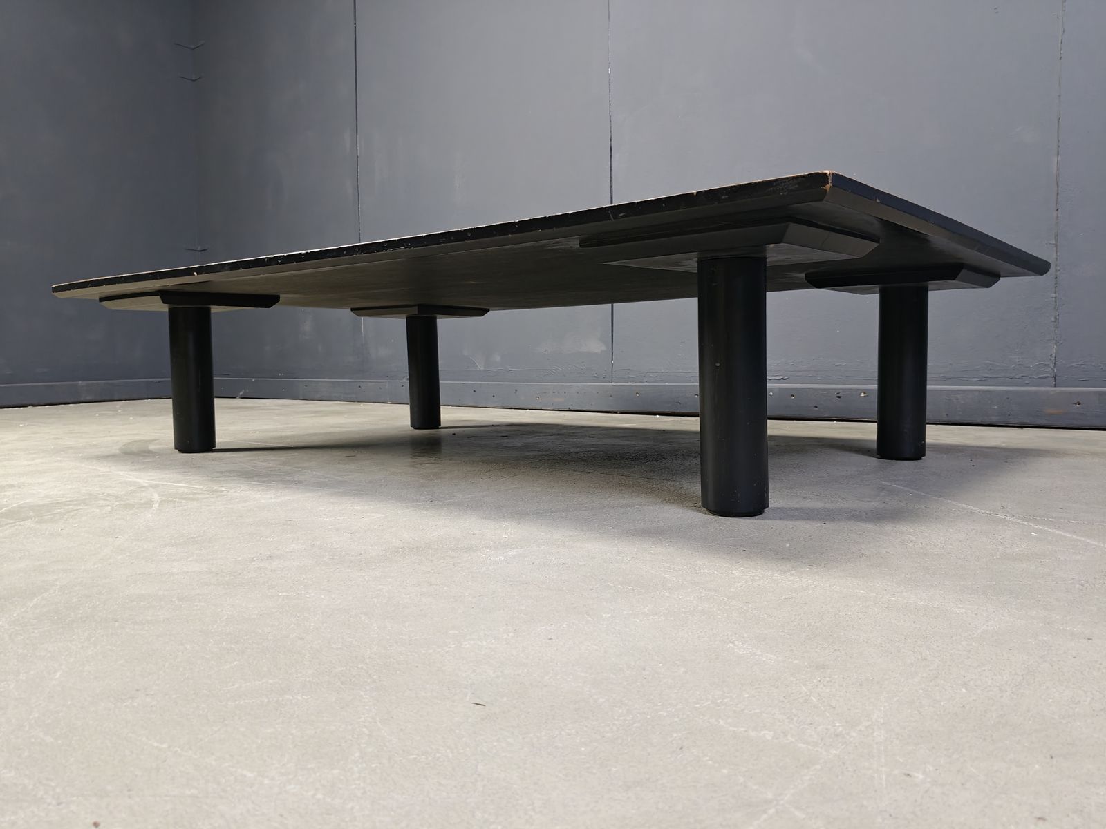Xl Belgian Coffee Table In Ebonized Wenge And Bamboo Attributed To Axel Vervoordt, 1980s photo buy