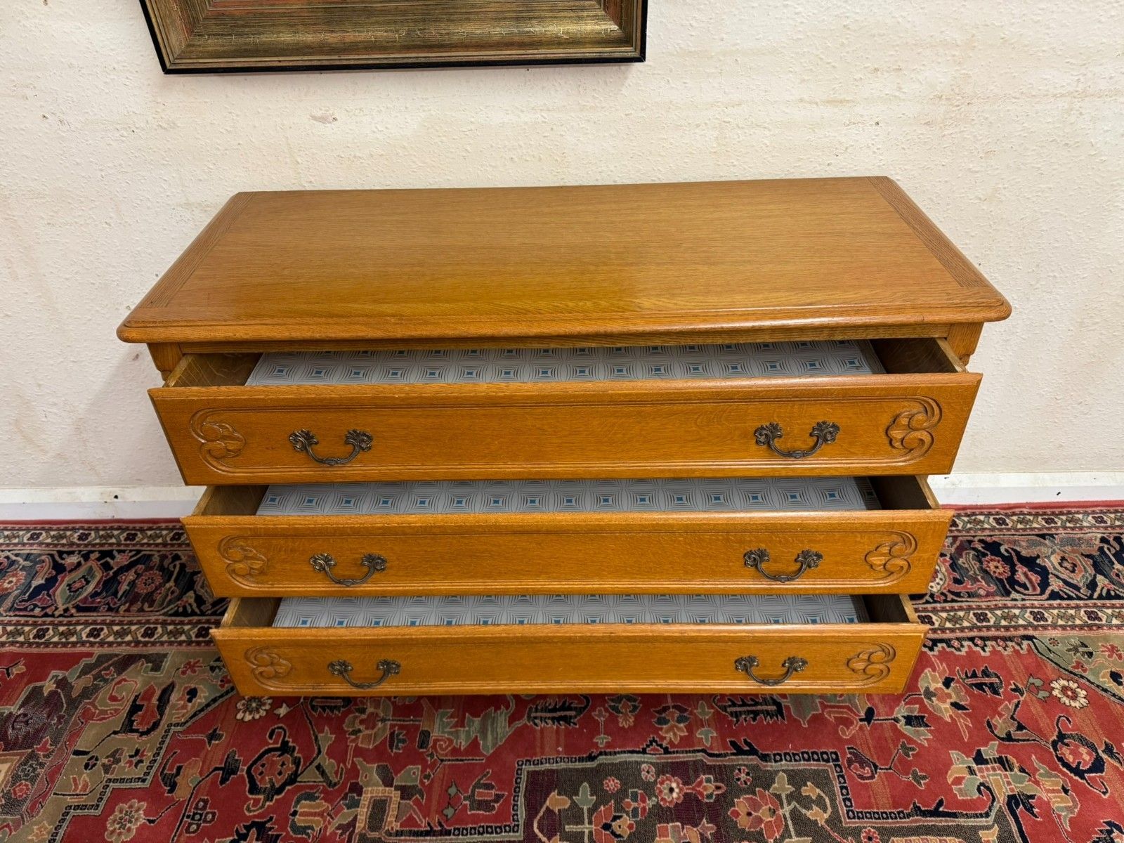 Fantastic Quality French Carved Oak Three Drawer Commode/Chest photo buy