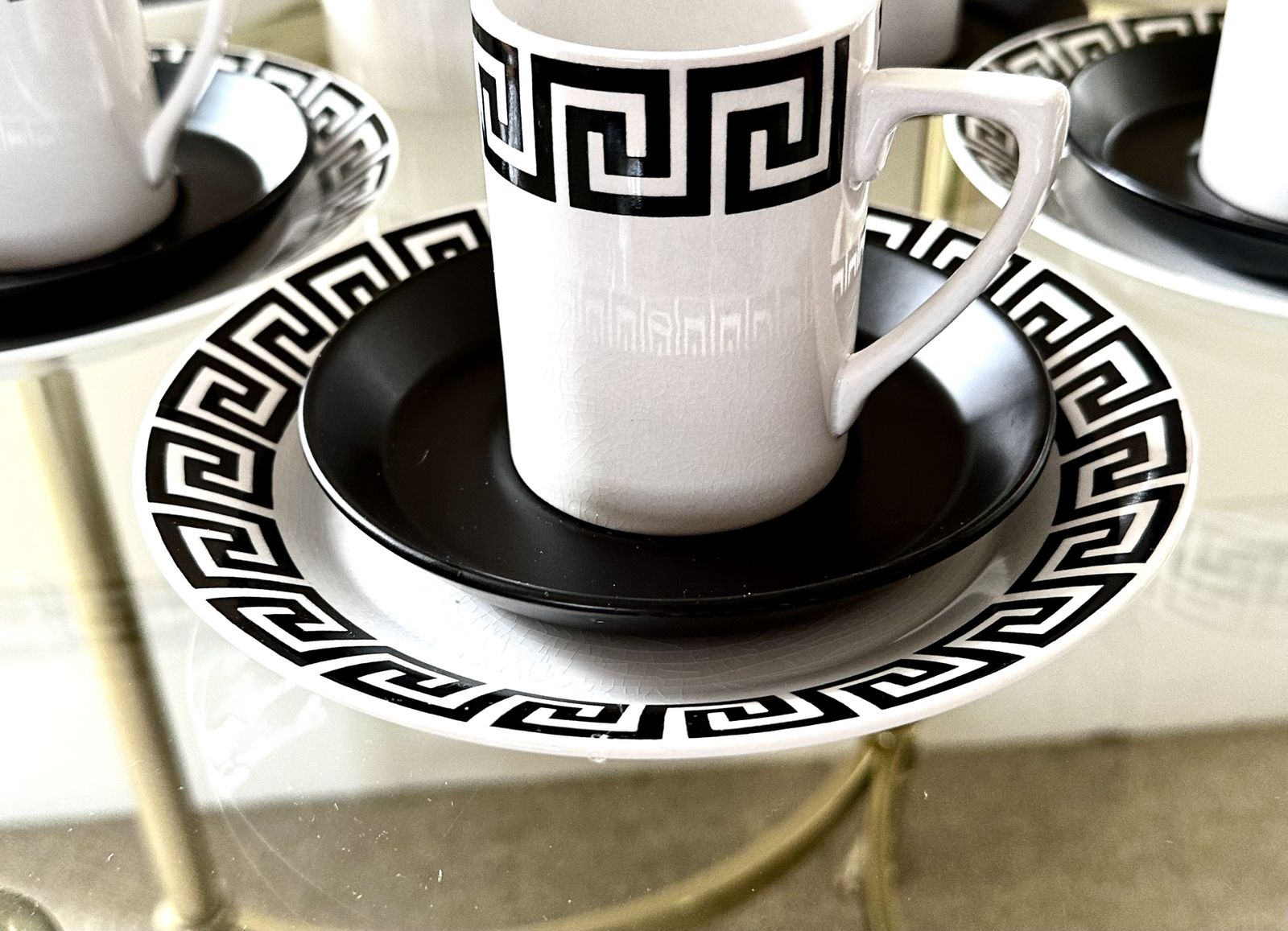 photo buy Portmeirion Susan Williams Ellis Greek Key Coffee Set. Black On White Ground. C.1962
