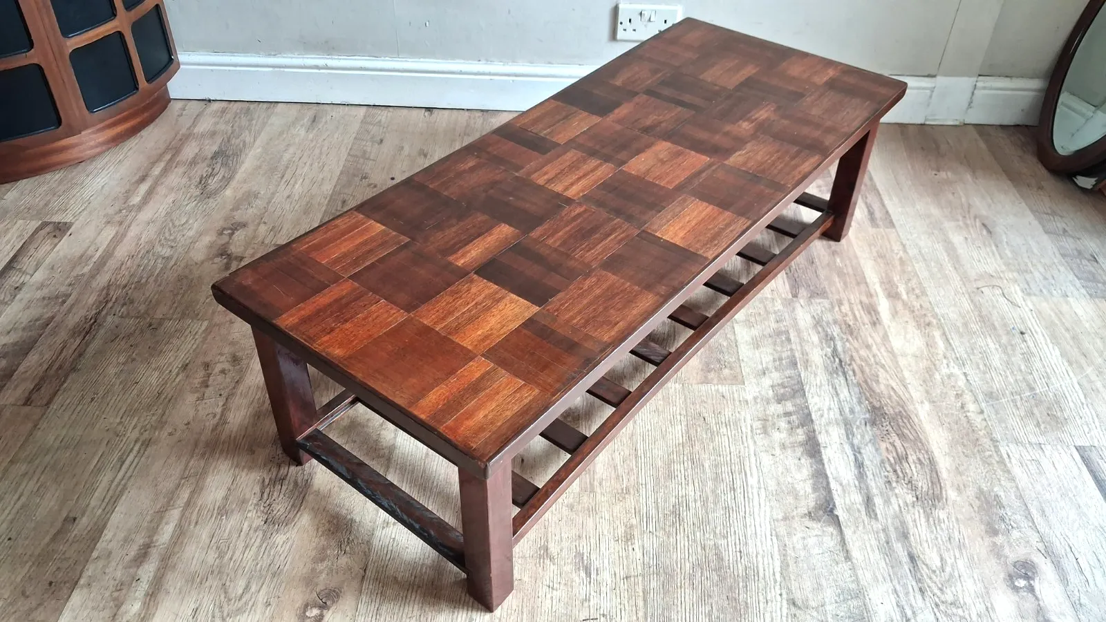 1960's Danish Parquet Top Mid Century  Rosewood Drinks /Coffee Table photo 340.0