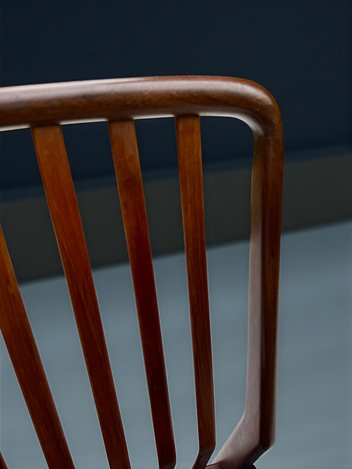 Svend Aage Madsen Stick Back Chair In Teak & Leather, Denmark 1950's photo for sale