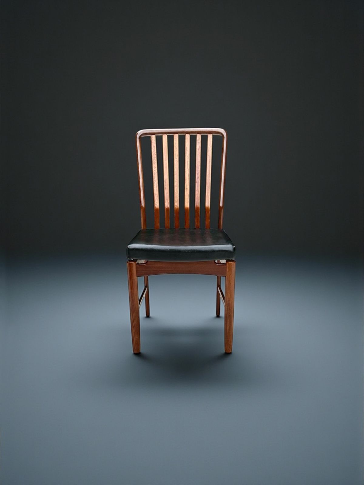 Svend Aage Madsen Stick Back Chair In Teak & Leather, Denmark 1950's photo 475.0