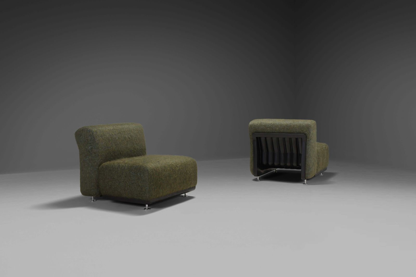 Set Of Two Fabric And Fiberglass Easy Chairs By Alberto Rosselli For Saporiti photo furniture