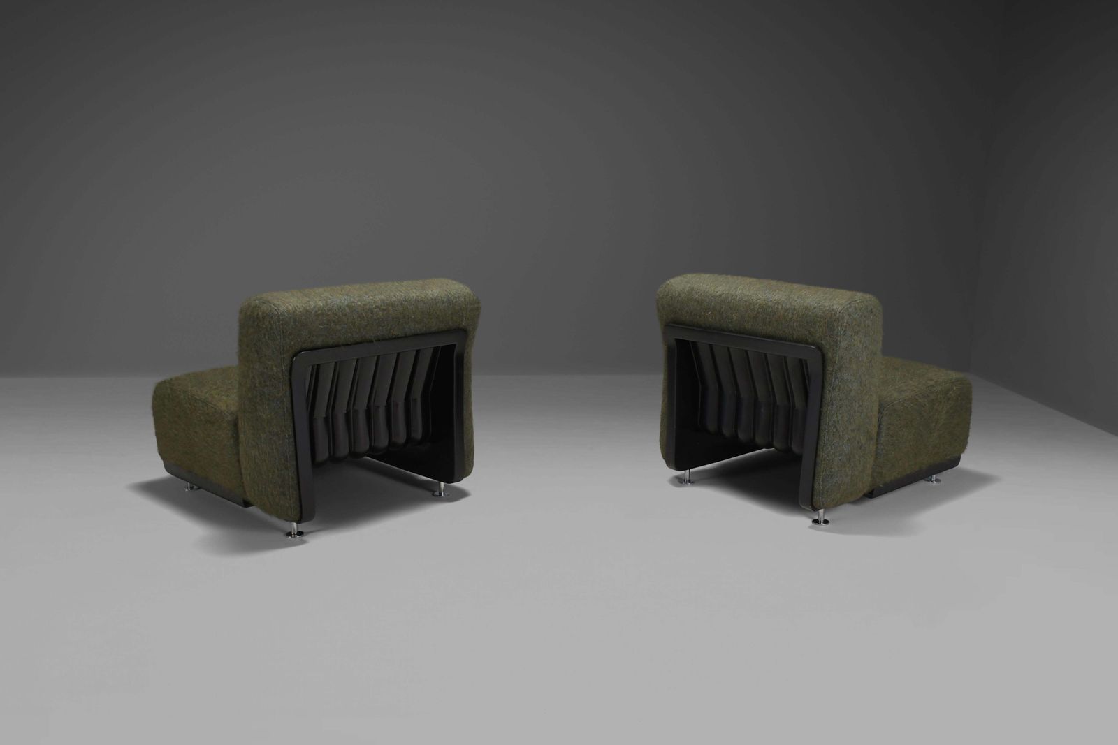 Set Of Two Fabric And Fiberglass Easy Chairs By Alberto Rosselli For Saporiti photo Furniture