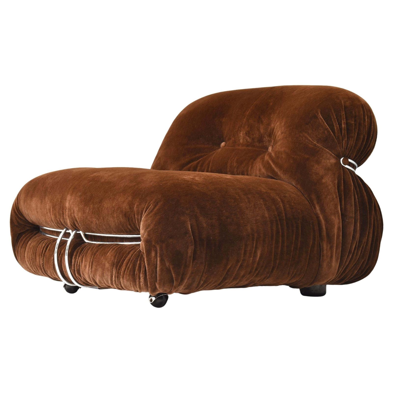 Soriana Chair By Scarpa In Original Chocolate Brown Mohair   Cassina, 1960s