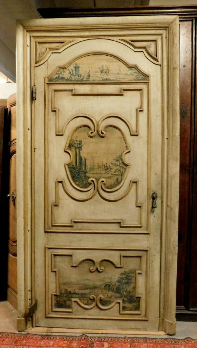 Painted Door With Frame, Decorated And Richly Painted Both Sides, '700 Italy photo furniture