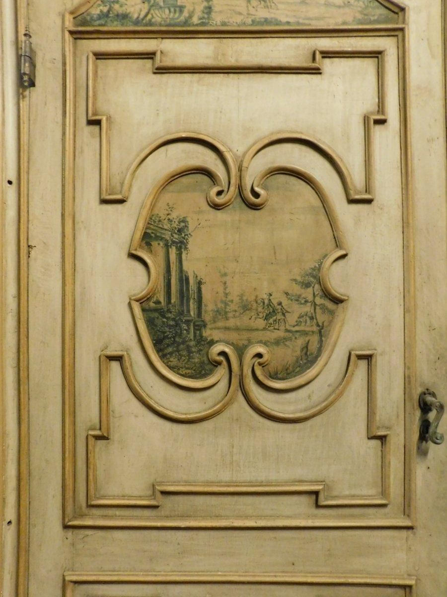 Painted Door With Frame, Decorated And Richly Painted Both Sides, '700 Italy photo for sale