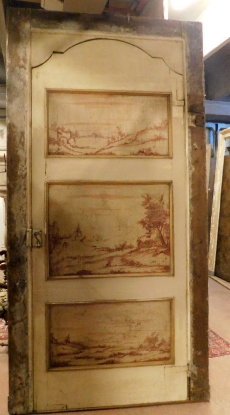 Painted Door With Frame, Decorated And Richly Painted Both Sides, '700 Italy photo vinterior