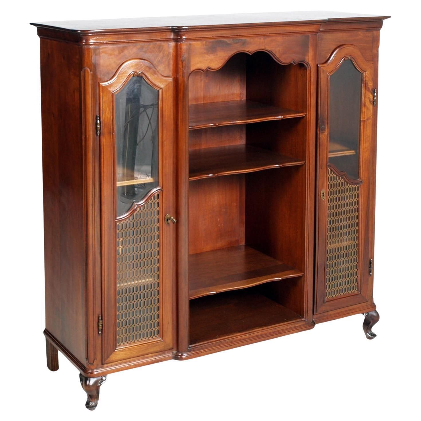 Tuscan Baroque Walnut Display Sideboard With Brass Grilles, By Michele Bonciani