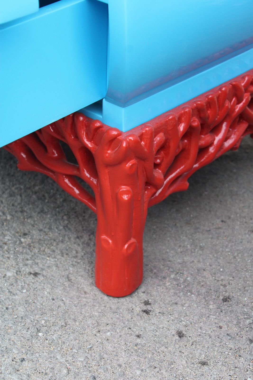 Pair Of Arpex Nightstands 1970 Italy Turquoise And Coral Red 1970 Italy photo vintage