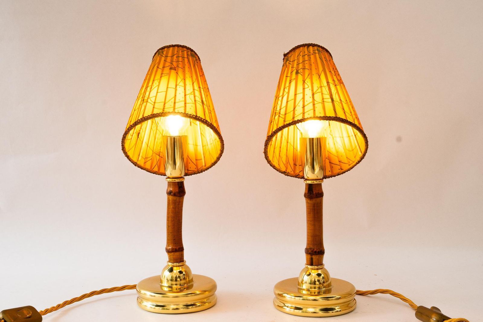 2x Rupert Nikoll Table Lamps With Original Fabric Shade Vienna Around 1950s photo buy