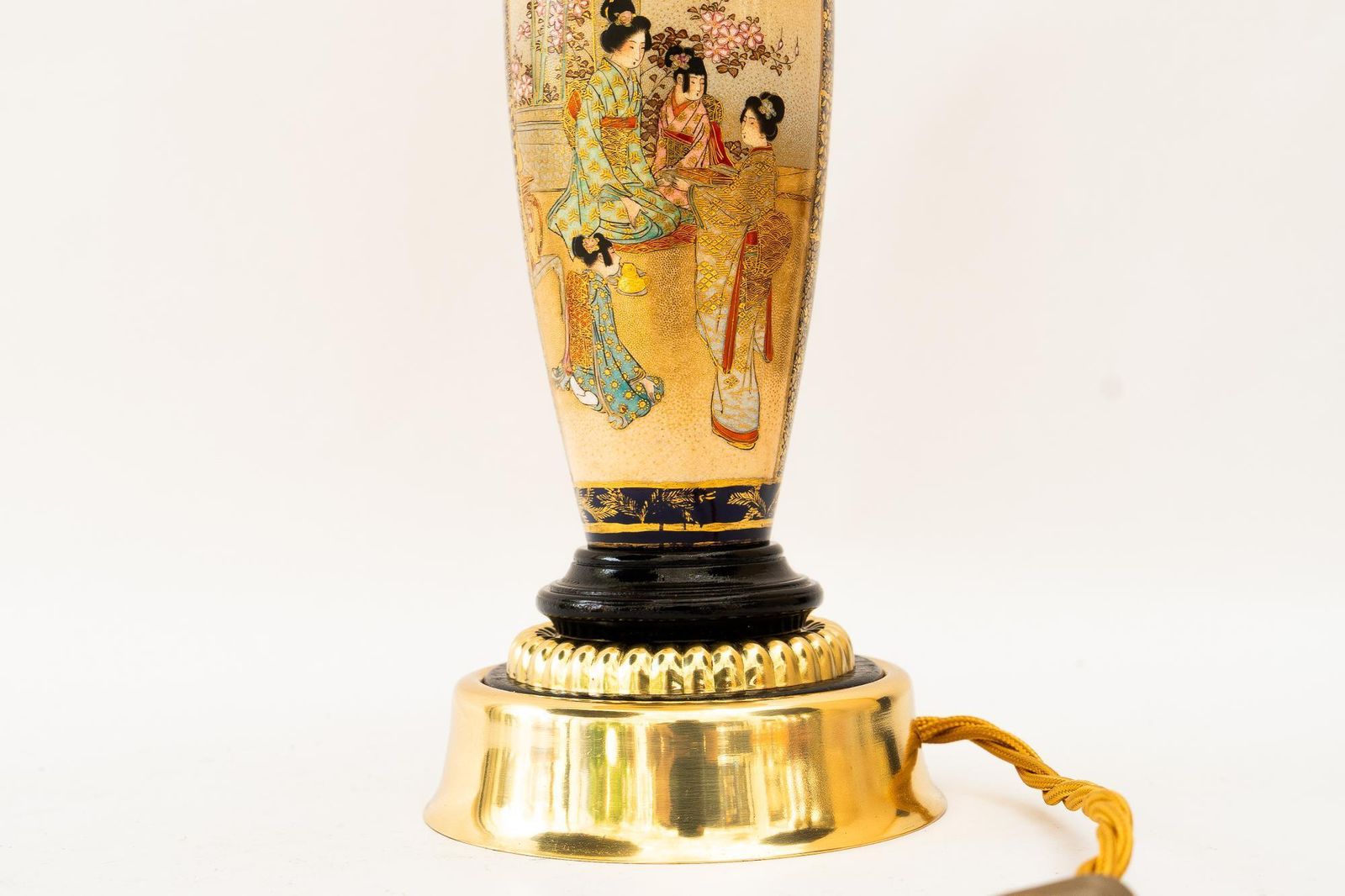 Art Deco Ceramic Table Lamp With Fabric Shade Vienna Around 1920s photo Lighting
