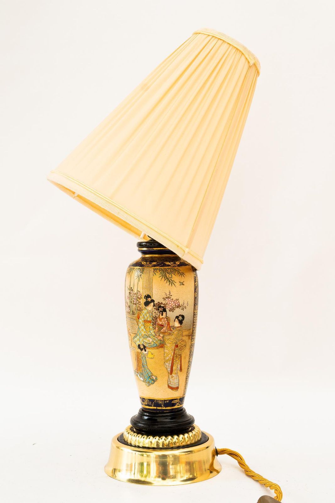 photo for sale Art Deco Ceramic Table Lamp With Fabric Shade Vienna Around 1920s