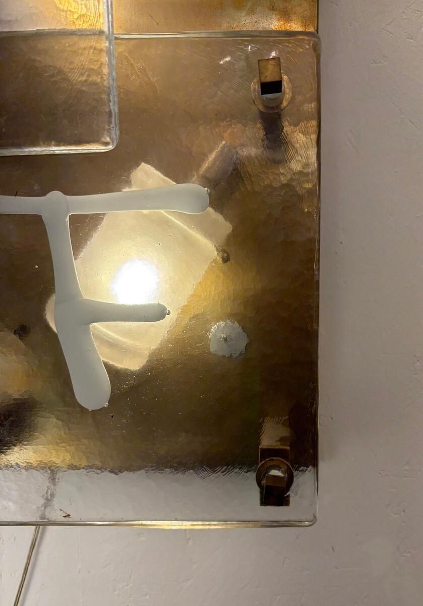 Mid Century Modern Pair Of Wall Lights, Glass And Brass, Italy photo Lighting