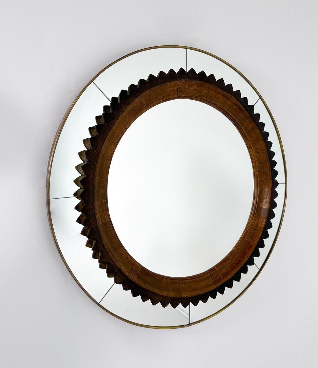 Mid Century Circular Wall Mirror By Fratelli Marelli, Italy, 1950s photo for sale