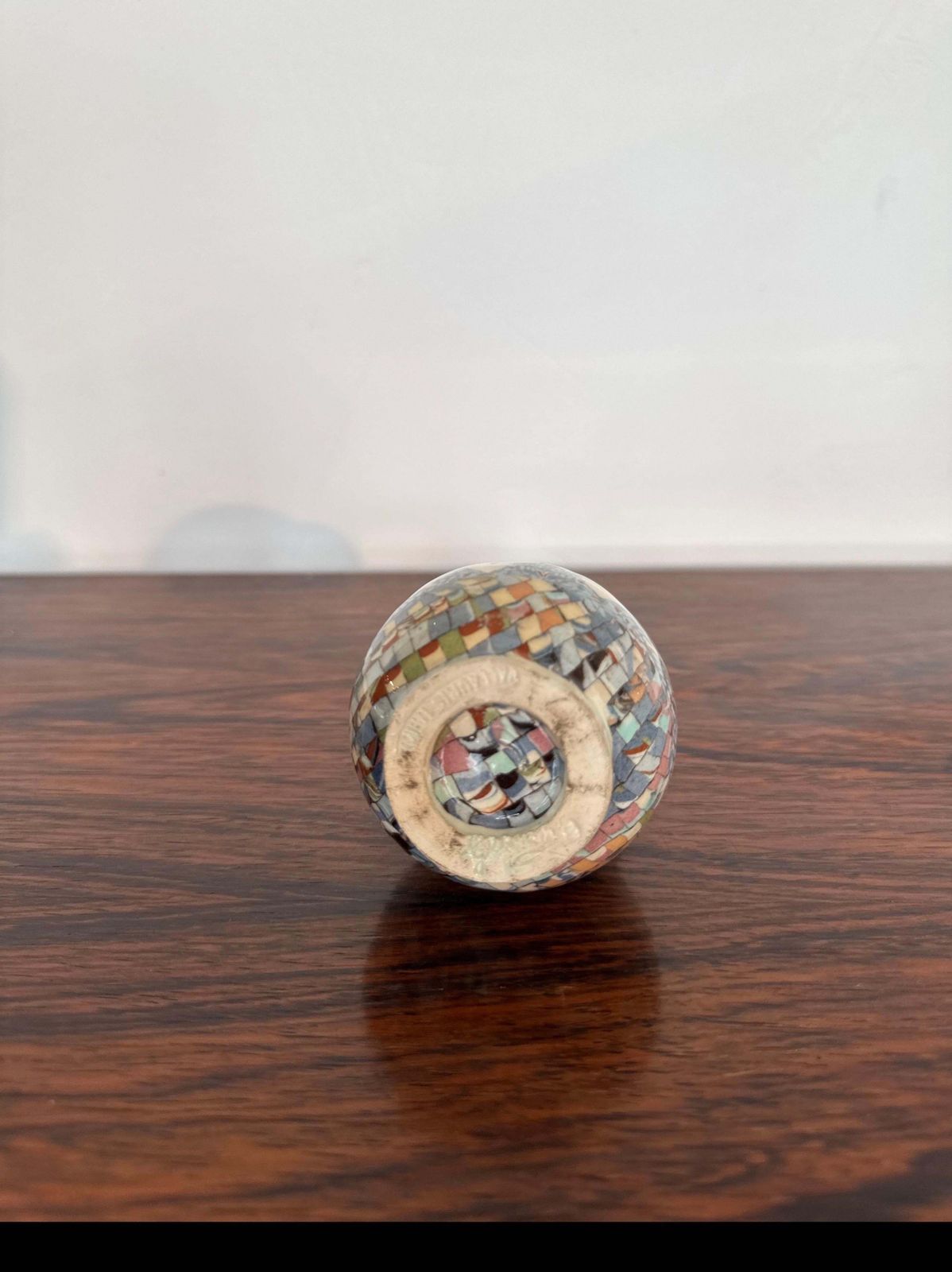 photo vinterior Earthenware Vase With Mosaic Mille Fiori Decoration, Gerbino For Vallauris