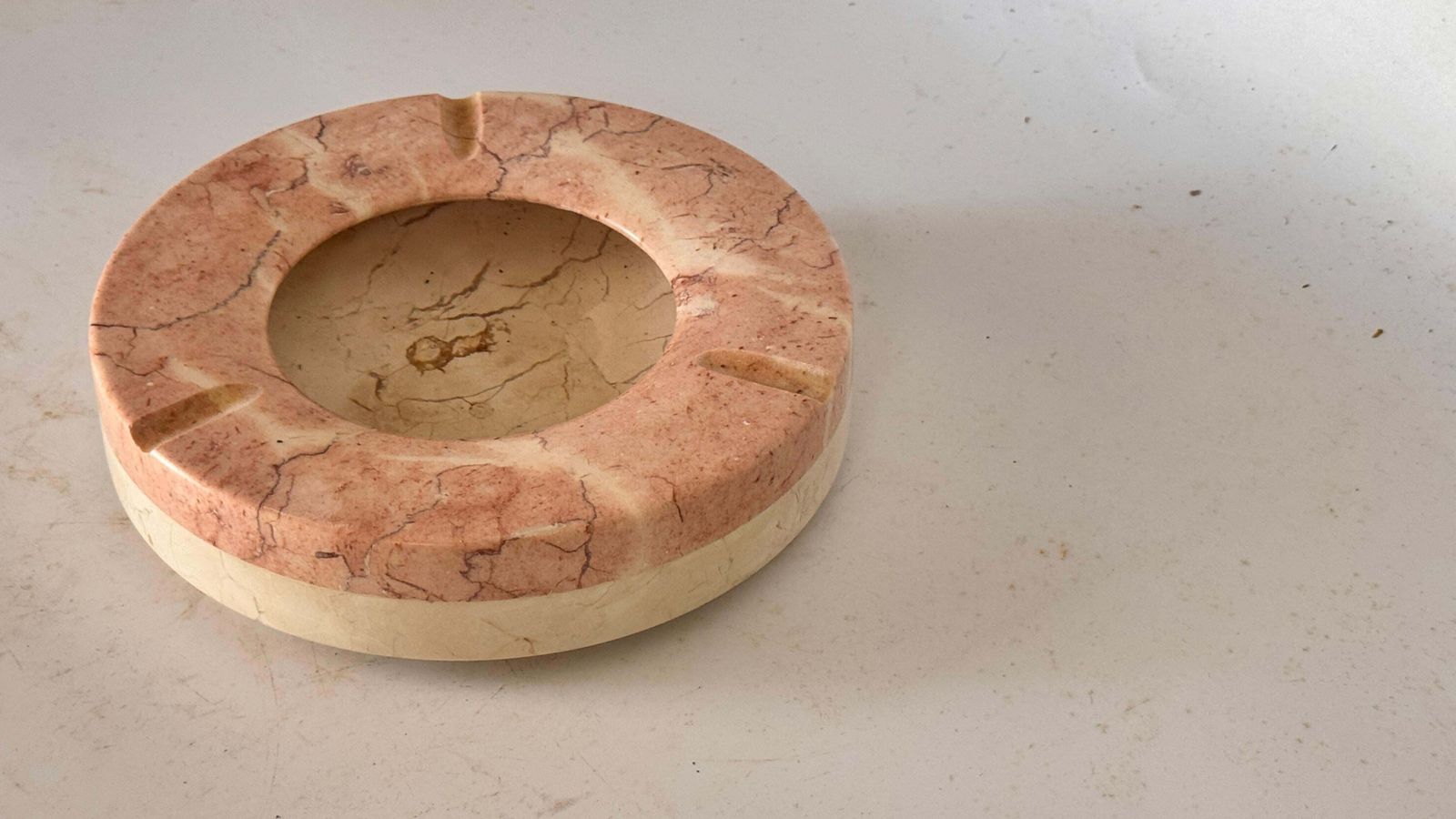 Large Pink Marble Ashtray – Italian Mid Century – Sculptural Decorative Object photo Home Decor