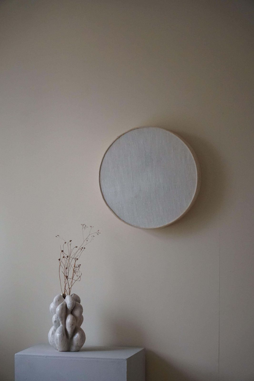 Mid Century Modern Ceiling / Wall Sconce In Linen And Lace, Sweden, 1950s photo vintage