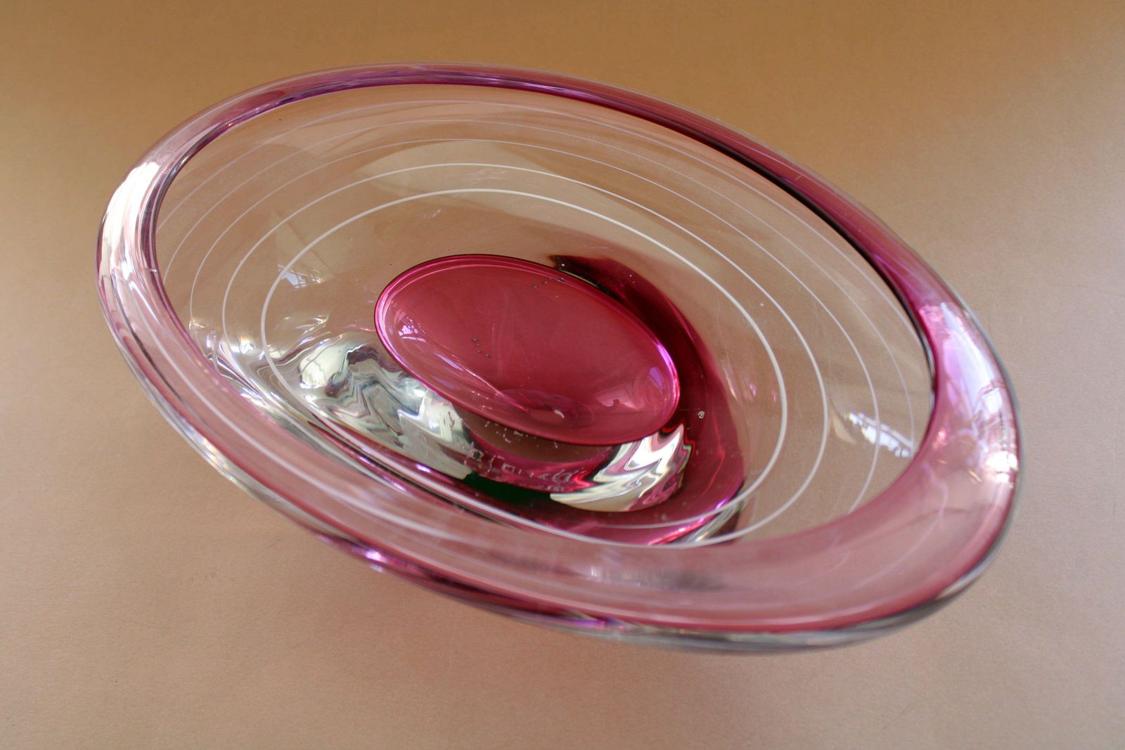 Adam Jablonski Pink Crystal Vase, Poland, 31x19 Cm  Signed By The Author1970 photo buy