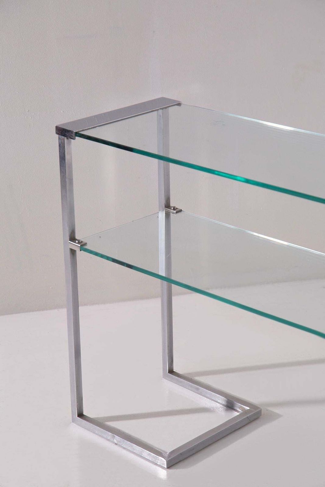 Italian Console Table Or Magazine Rack In Glass From The 1970s photo vintage