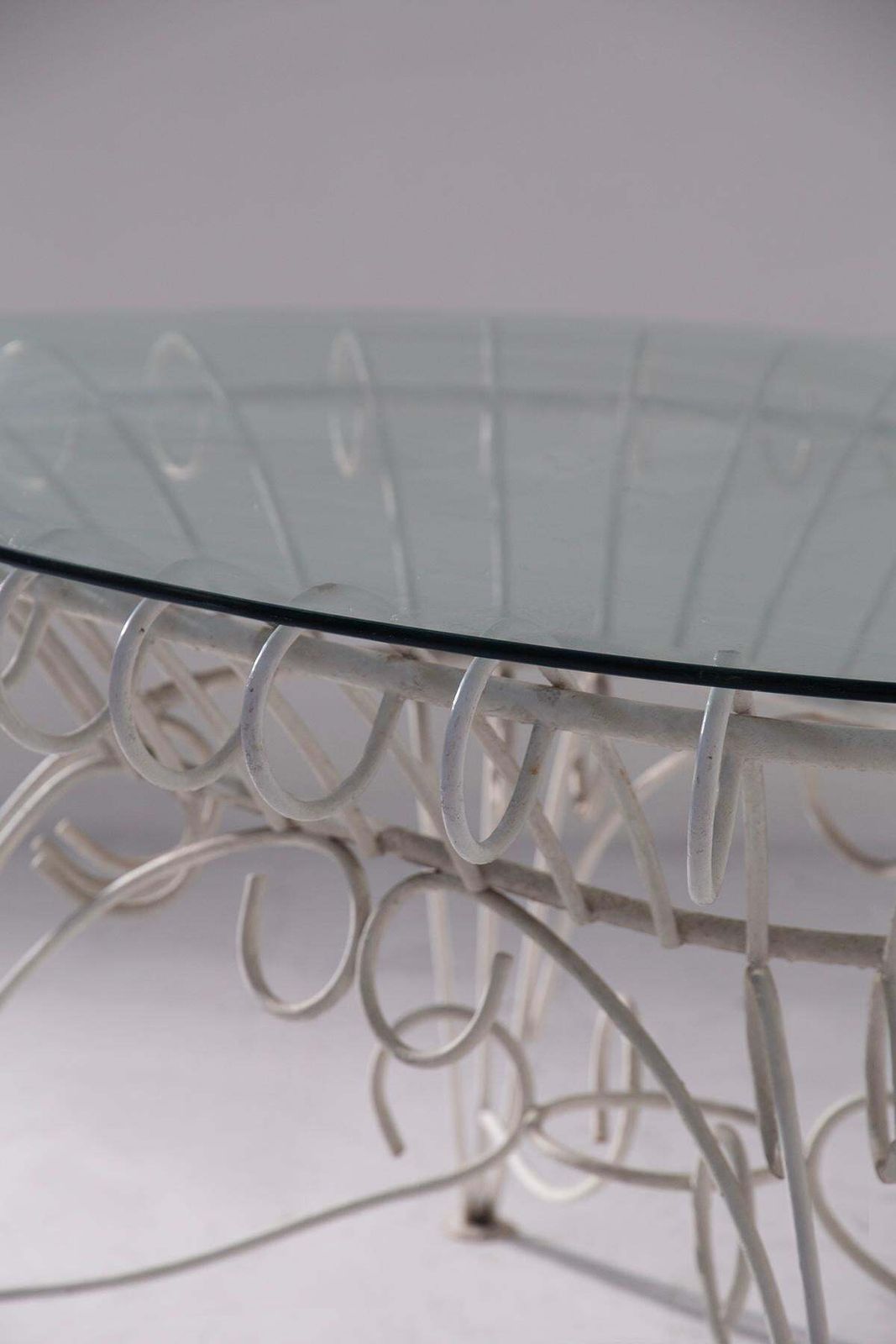 Vintage Italian Dining Table For Garden In White Iron And Glass photo 4656.0