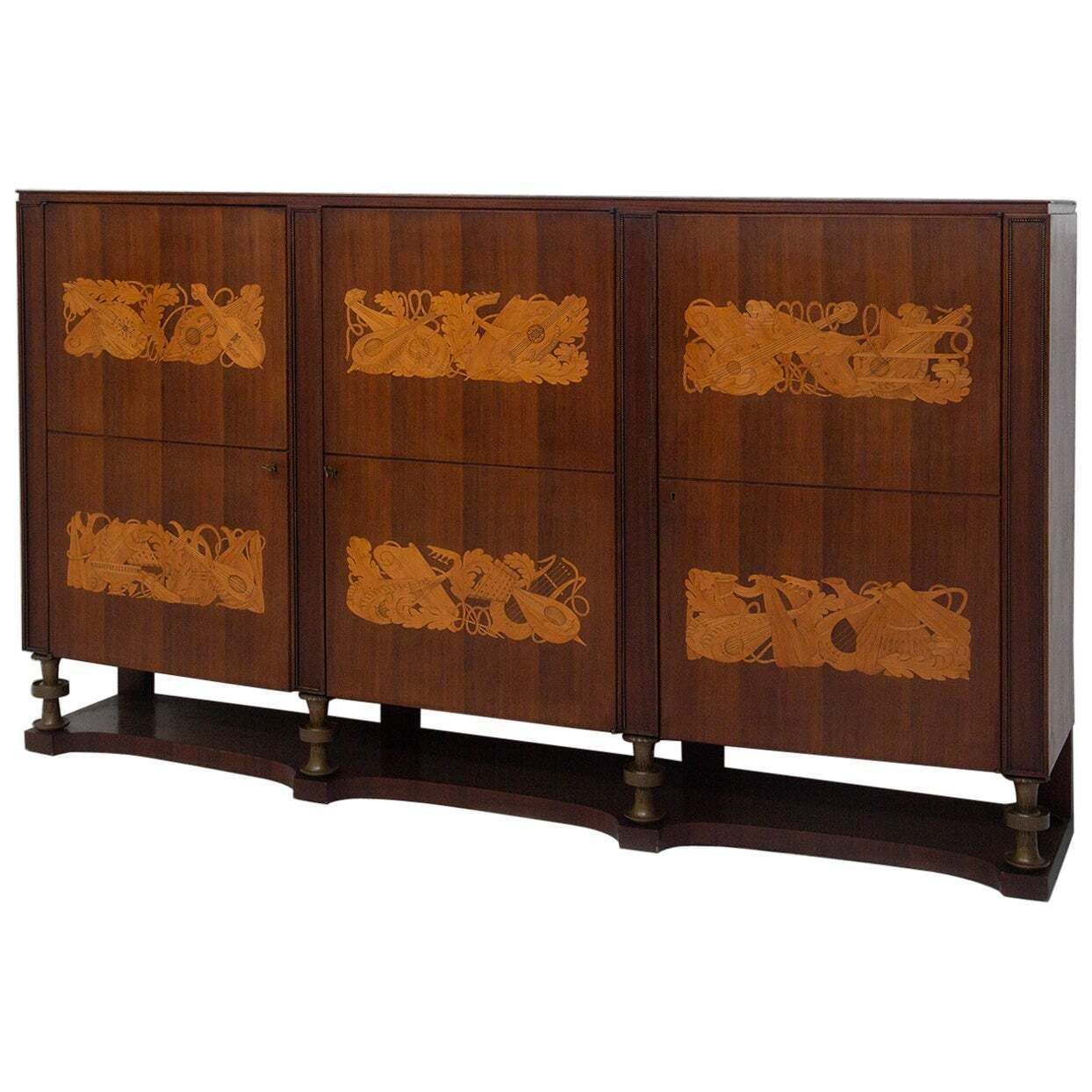 Paolo Buffa Rare High Buffet For Arrighi Designs Gariboldi, Signed