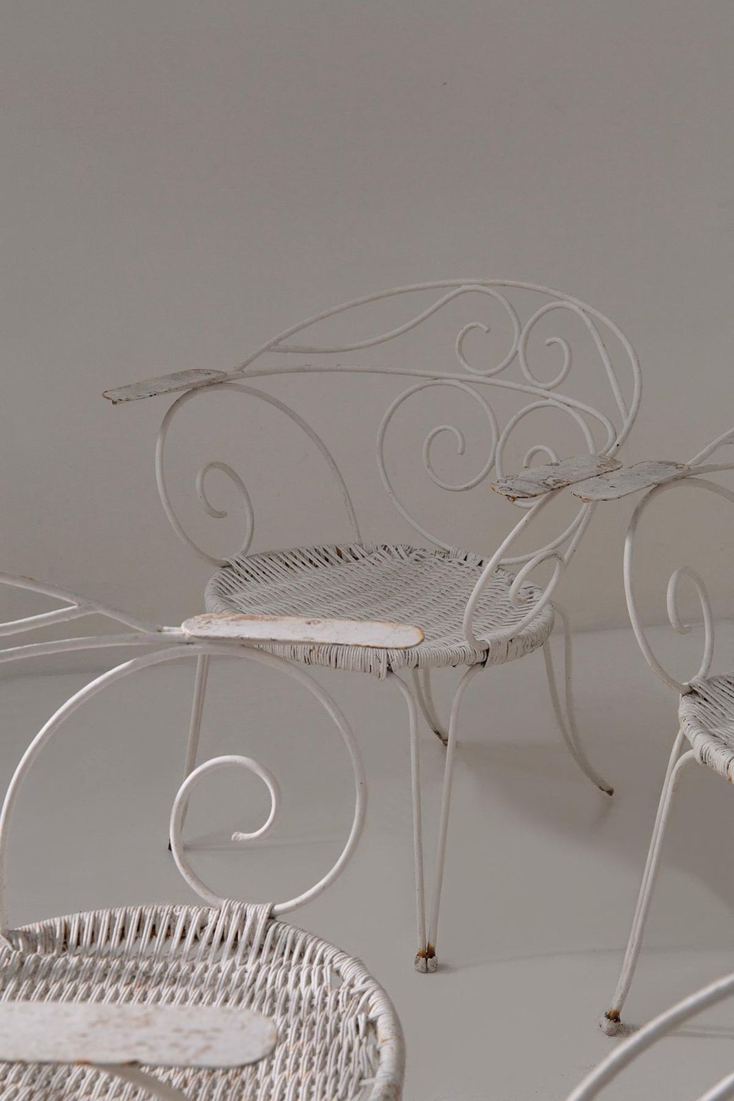 Set Of Italian Iron Vintage Garden Chairs White photo Garden Furniture